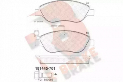 R BRAKE rb1445701 -  Комплект тормозных колодок, дисковый тормоз
